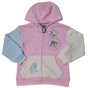 Character Girl's Full-Zip Soft Fleece Embroidered Hoodie - Bluey & Friends